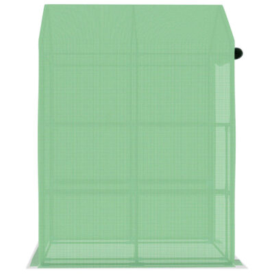 Begehbares Gewächshaus 143x143x195cm aus Polyethylen mit 8 Regalen und Pulverbeschichtung