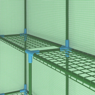 Begehbares Gewächshaus 143x143x195cm aus Polyethylen mit 8 Regalen und Pulverbeschichtung