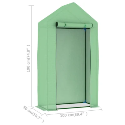 Gewächshaus 0.5m² 100x50x190cm aus Polyethylen mit pulverbeschichtetem Stahl
