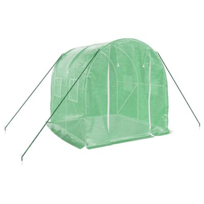 Polytunnel Gewächshaus 2-24x2x2m PE-Netzgewebe Grün mit verzinktem Stahlrahmen und Netzfenstern