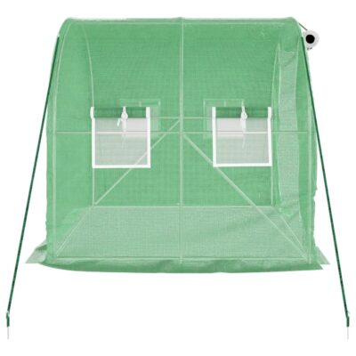Polytunnel Gewächshaus 2-24x2x2m PE-Netzgewebe Grün mit verzinktem Stahlrahmen und Netzfenstern