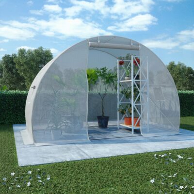 Gewächshaus 4.5m² 3x1.5x2m aus PE Netzgewebe mit verzinktem Stahlrahmen und Seitenfenstern