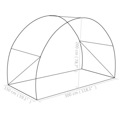 Gewächshaus 4.5m² 3x1.5x2m aus PE Netzgewebe mit verzinktem Stahlrahmen und Seitenfenstern