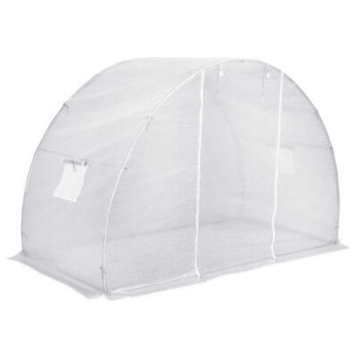 Gewächshaus 4.5m² 3x1.5x2m aus PE Netzgewebe mit verzinktem Stahlrahmen und Seitenfenstern