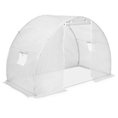 Gewächshaus 4.5m² 3x1.5x2m aus PE Netzgewebe mit verzinktem Stahlrahmen und Seitenfenstern