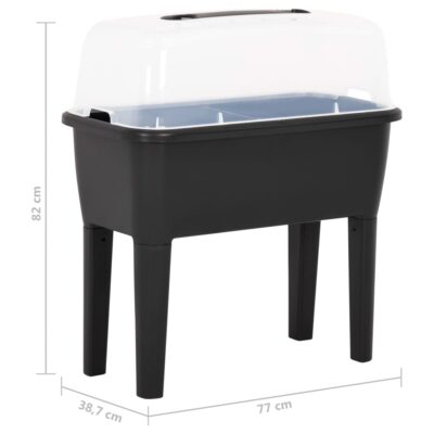 Mini Gewächshaus / Frühbeet aus Polypropylen 77x38,7x82cm Anthrazit 52L