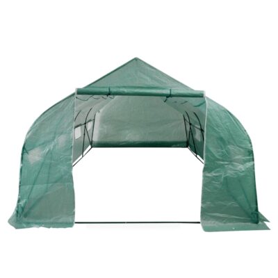 Mobiles Gewächshaus 18m² 6x3x2m PE Polytunnel mit pulverbeschichtetem Stahlrahmen
