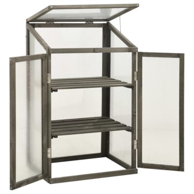 Pflanzenschrank / Mini Gewächshaus / Gewächshaus Schrank aus Tannenholz 60x45x100cm Grau/Orange (2Farben)