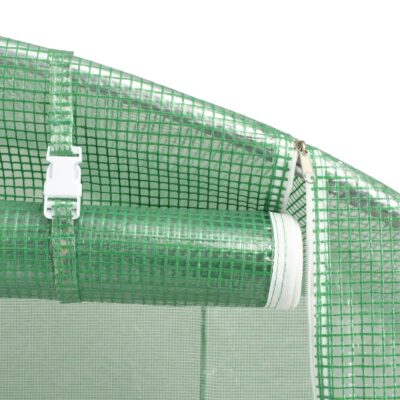 Polytunnel Gewächshaus 2-24x2x2m PE-Netzgewebe Grün mit verzinktem Stahlrahmen und Netzfenstern