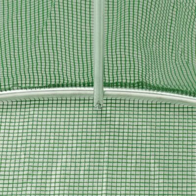 Polytunnel Gewächshaus 2-24x2x2m PE-Netzgewebe Grün mit verzinktem Stahlrahmen und Netzfenstern