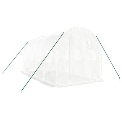 Polytunnel Gewächshaus 2-24x2x2m PE-Netzgewebe Weiß mit verzinktem Stahlrahmen und Netzfenstern