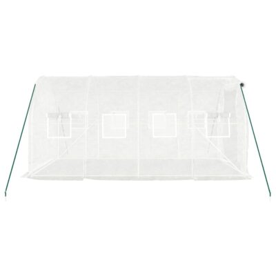 Polytunnel Gewächshaus 2-24x2x2m PE-Netzgewebe Weiß mit verzinktem Stahlrahmen und Netzfenstern