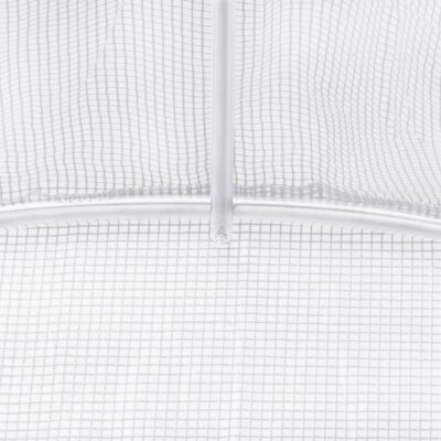 Polytunnel Gewächshaus 2-24x2x2m PE-Netzgewebe Weiß mit verzinktem Stahlrahmen und Netzfenstern