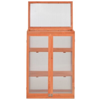 Mini Gewächshaus / Schrank Gewächshaus aus Holz mit Scharnierdeckel -Türen und 2 Regalen 75x47x109cm