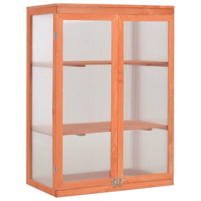 Mini Gewächshaus / Schrank Gewächshaus aus Holz mit Scharnierdeckel -Türen und 2 Regalen 75x47x109cm