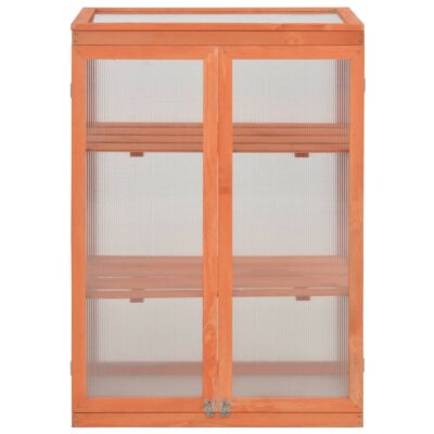 Mini Gewächshaus / Schrank Gewächshaus aus Holz mit Scharnierdeckel -Türen und 2 Regalen 75x47x109cm