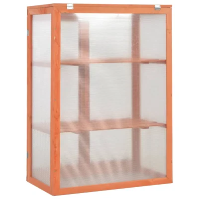 Mini Gewächshaus / Schrank Gewächshaus aus Holz mit Scharnierdeckel -Türen und 2 Regalen 75x47x109cm