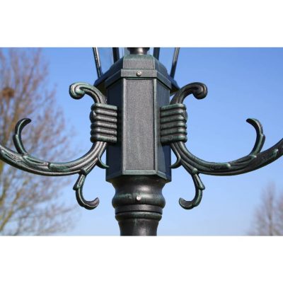 Gartenlaterne aus Aluminium Dunkelgrün und Schwarz 230cm 2/3 Flammig (2Varianten) – Bild 7