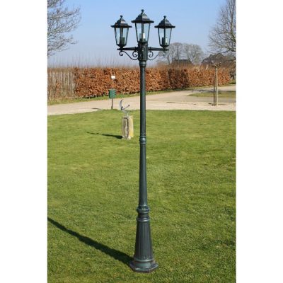 Aluminium Gartenlaterne 3-flammig 215cm Dunkelgrün