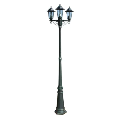 Aluminium Gartenlaterne 3-flammig 215cm Dunkelgrün & Schwarz / Weiß (2Farben) – Bild 6