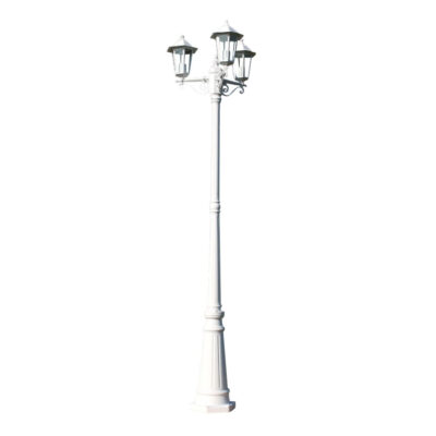 Aluminium Gartenlaterne 3-flammig 215cm Weiß oder Dunkelgrün