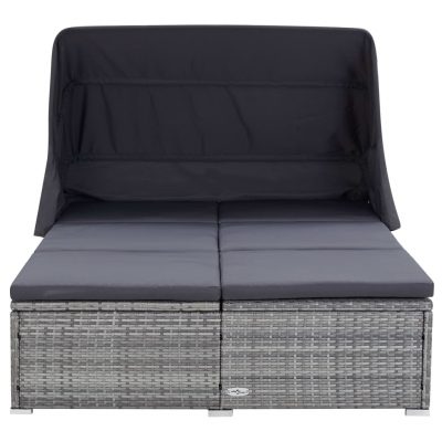 2-Personen-Sonnenliege mit Auflage Poly Rattan (3Farben)