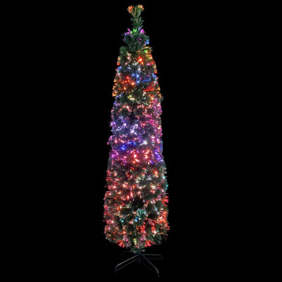 Künstlicher Schlanker Weihnachtsbaum aus Glasfaser mit Beleuchtung (6Größen) – Bild 2
