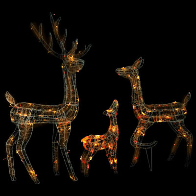 3-tlg. LED-Rentier-Familie aus Acryl mit 300 LED´s (4Farben)
